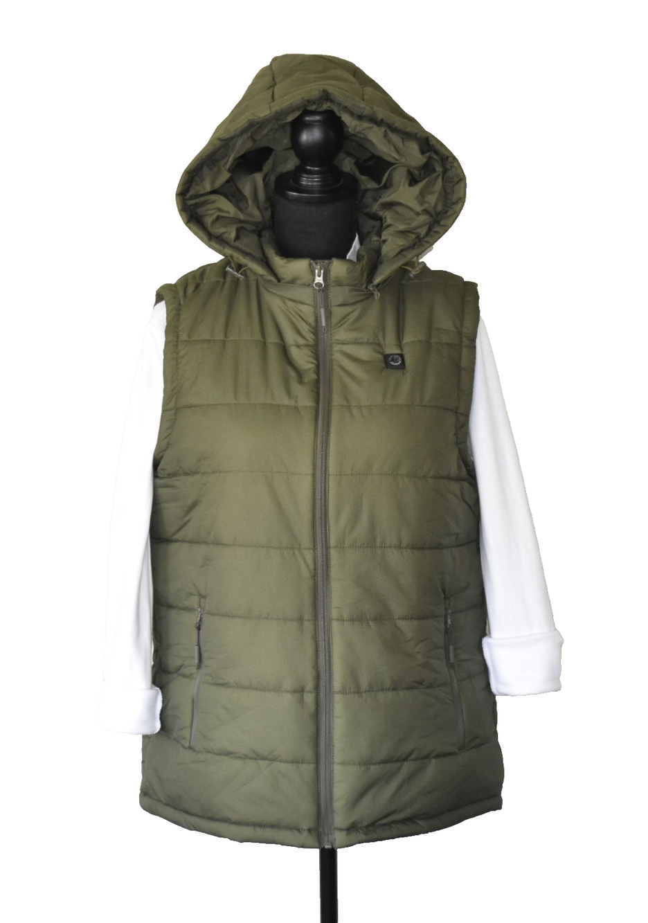 A8 NWT SAILWIND Mens Army Green Lightweight Heated Rechargeable Hooded Vest Sz M